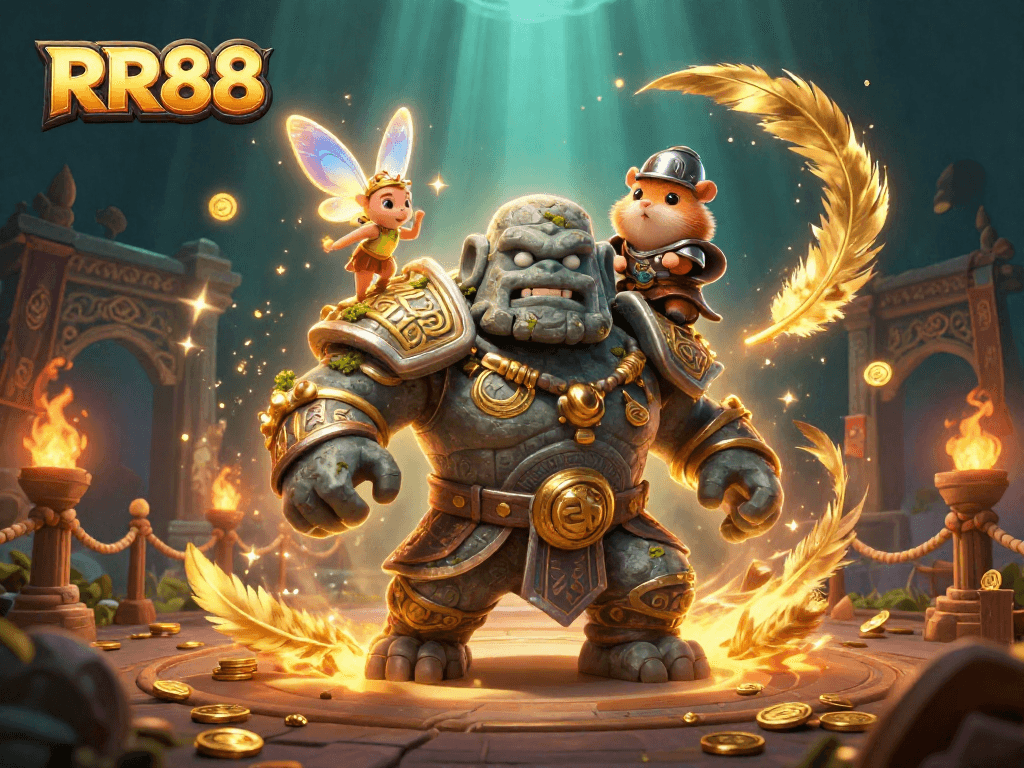 Experience the excitement of RR88 with a magical 3D casino scene featuring thrilling characters and dynamic gaming elements.