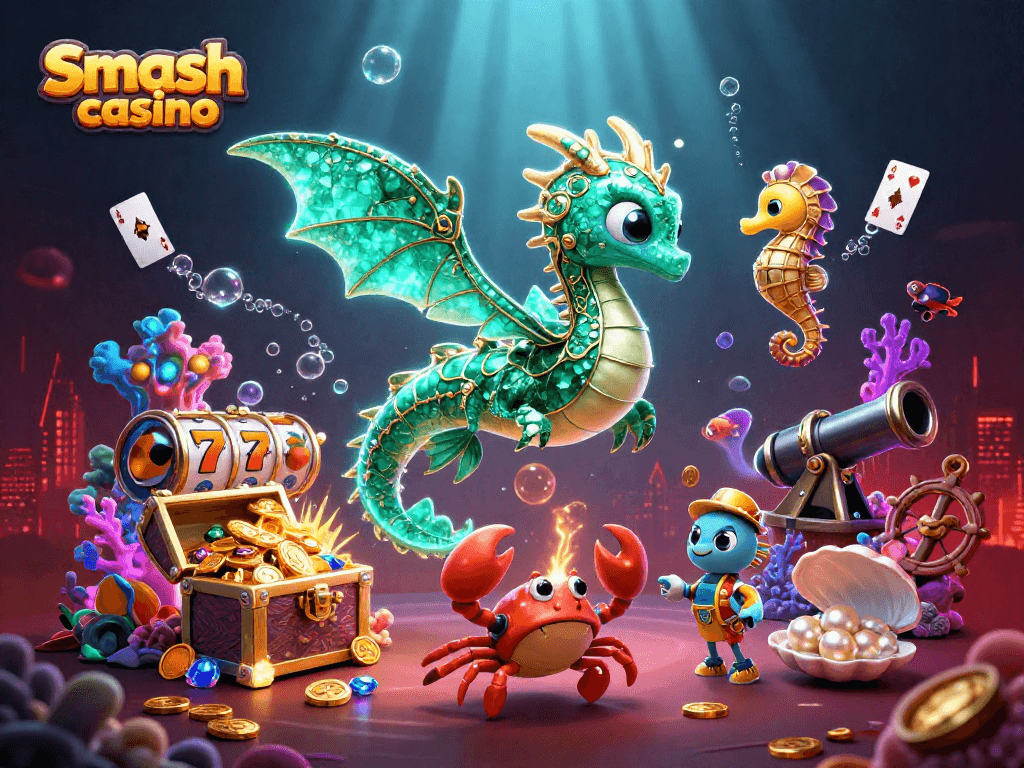Experience thrilling action at Smash casino with vibrant underwater treasures and animated casino elements.