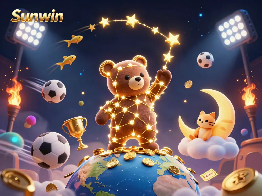 Experience exciting wins at Sunwin with vibrant 3D casino elements and engaging characters.