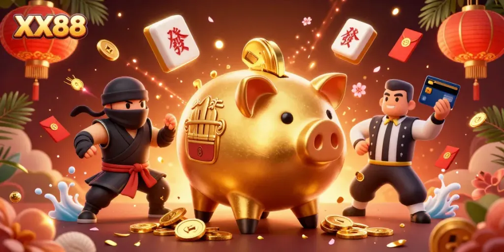 Join the excitement at XX88 with our dynamic casino-themed illustration full of energy and action.