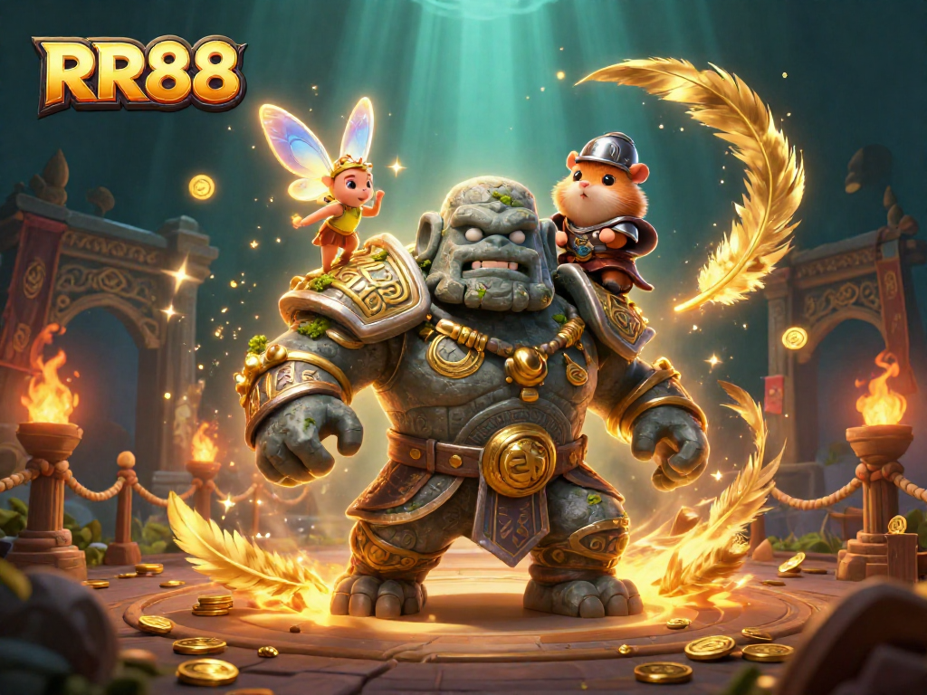 Experience the excitement of RR88 with a magical 3D casino scene featuring thrilling characters and dynamic gaming elements.