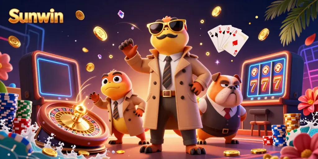 Experience the fun at Sunwin Casino with raptors in disguise entering the VIP lounge.