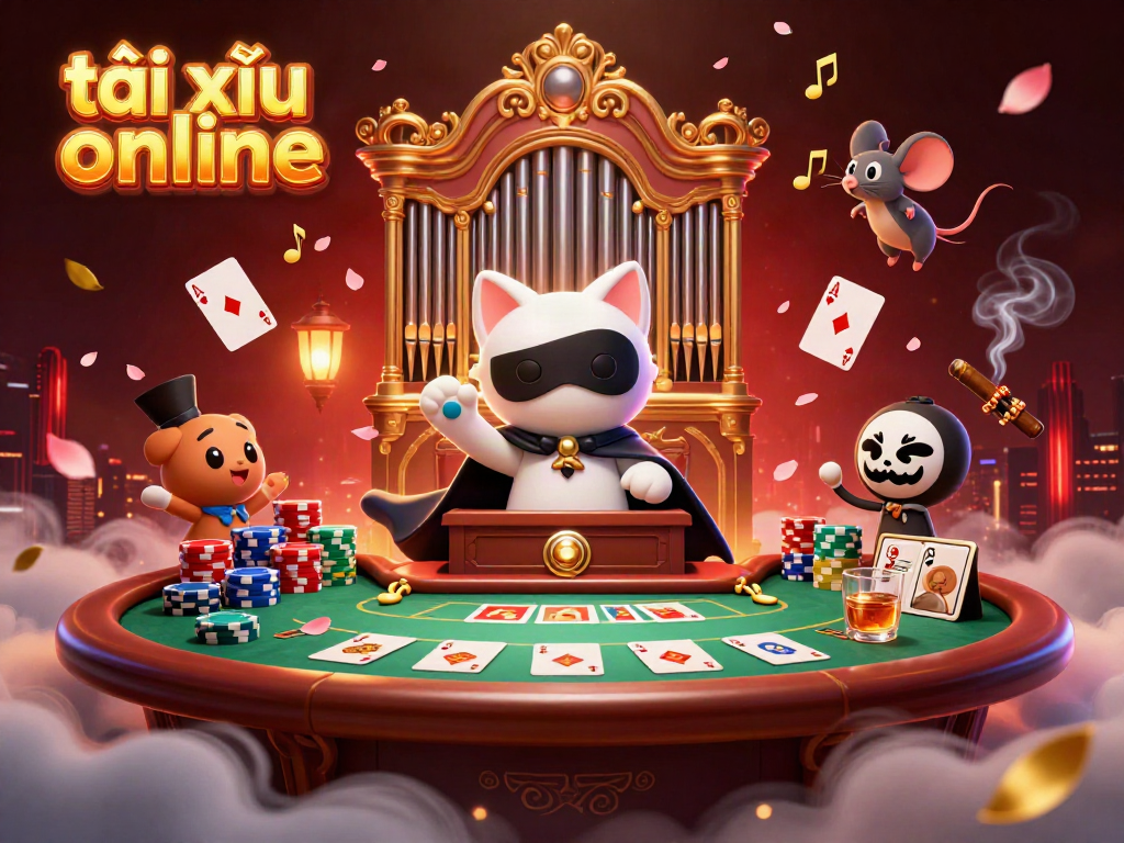Engage with tài xỉu online at a vibrant casino scene featuring characters in animated action.
