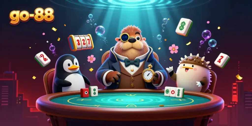 Engage in exciting poker action at go-88 with a jolly walrus engaging in a bluff.