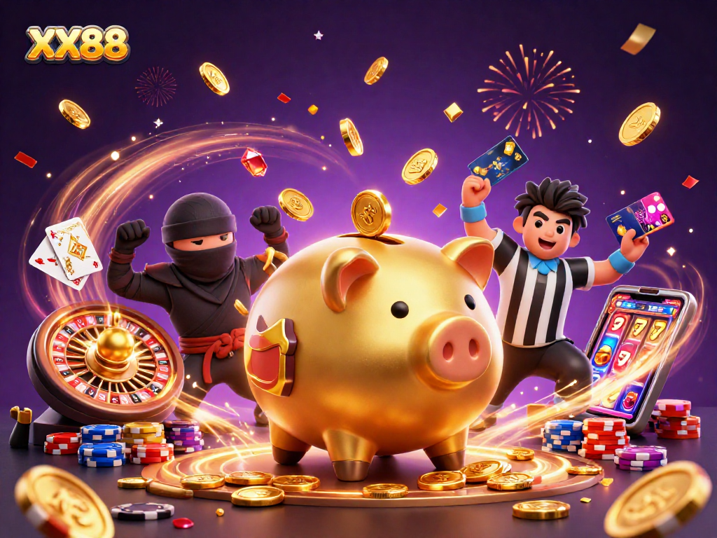 Experience thrilling gameplay and bonuses at XX88 with vibrant casino characters in action.