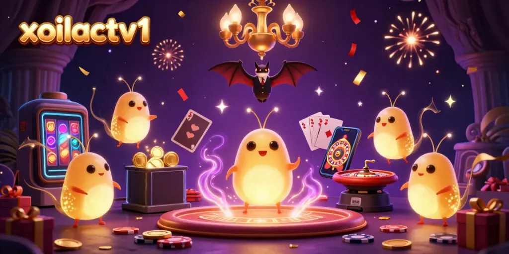 Experience the excitement of xoilactv1 as cartoon glowworms illuminate a vibrant cave casino.