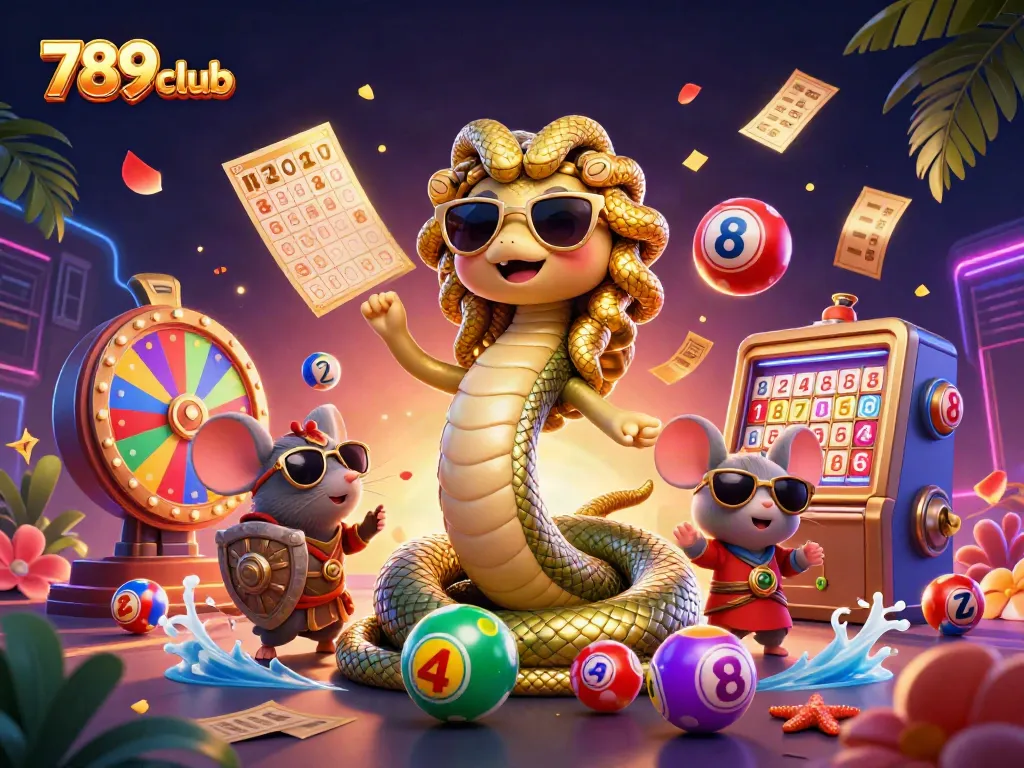 Engaging scene representing the vibrant gaming atmosphere at 789club, featuring dynamic lottery balls and game elements.