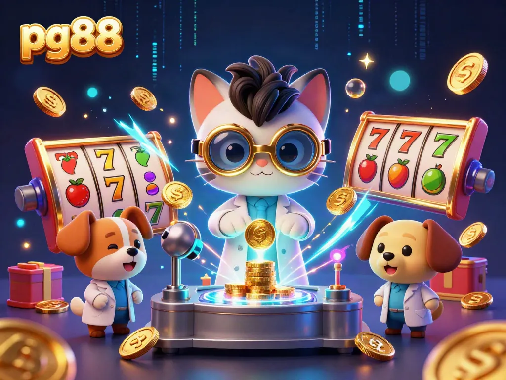 Experience slot gaming excitement with pg88 in a vibrant casino-themed illustration.