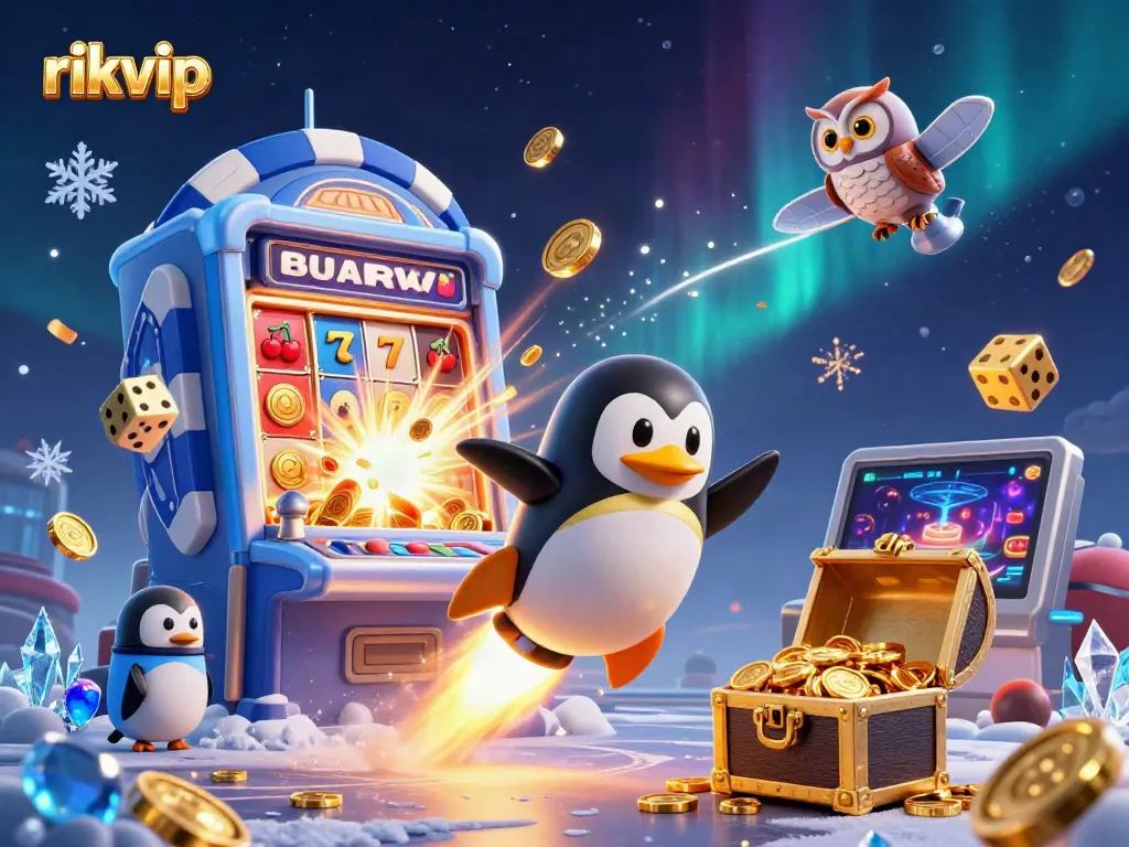 Experience thrilling riches with rikvip's vibrant 3D casino scene, featuring exciting games and dynamic elements.