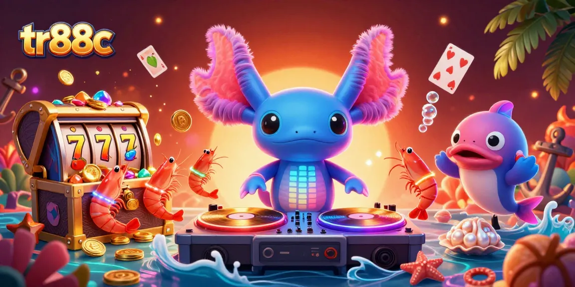 Experience vibrant gameplay with tr88c, featuring a dynamic axolotl DJ and thrilling slot machine elements.