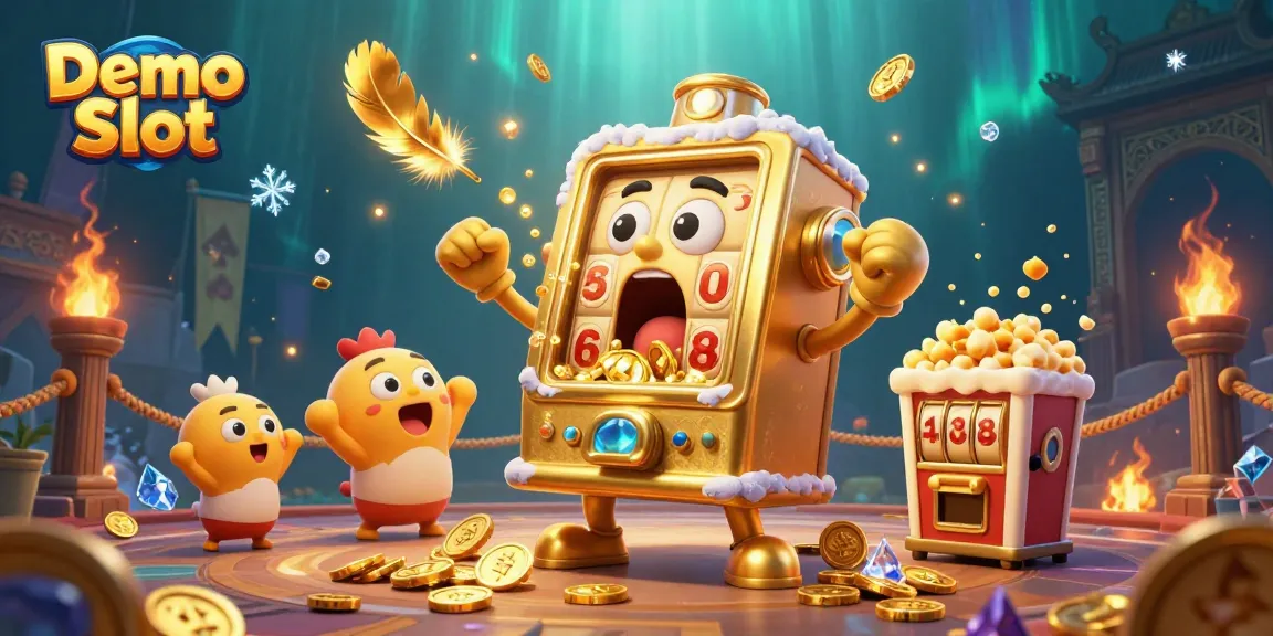 Spin the Demo Slot and win exciting rewards with a lively scene of jubilant slot machines.