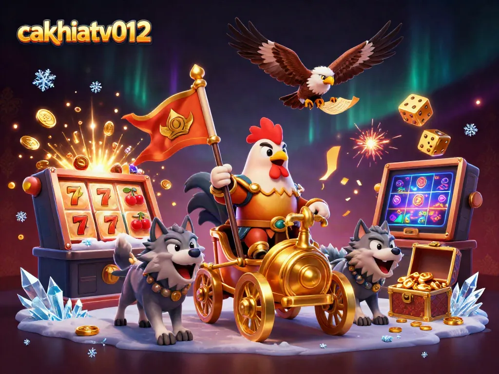 Experience dynamic gameplay with cakhiatv012 featuring a golden-warrior rooster and sizzling slot action.