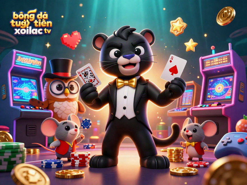 Engaging scene of stylish characters promoting bóng đá trực tuyến xoilac tv in a dynamic casino setting.