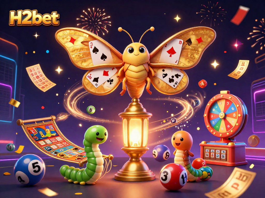 Engage in thrilling gameplay with H2bet, featuring dynamic casino scenes and vibrant game elements.