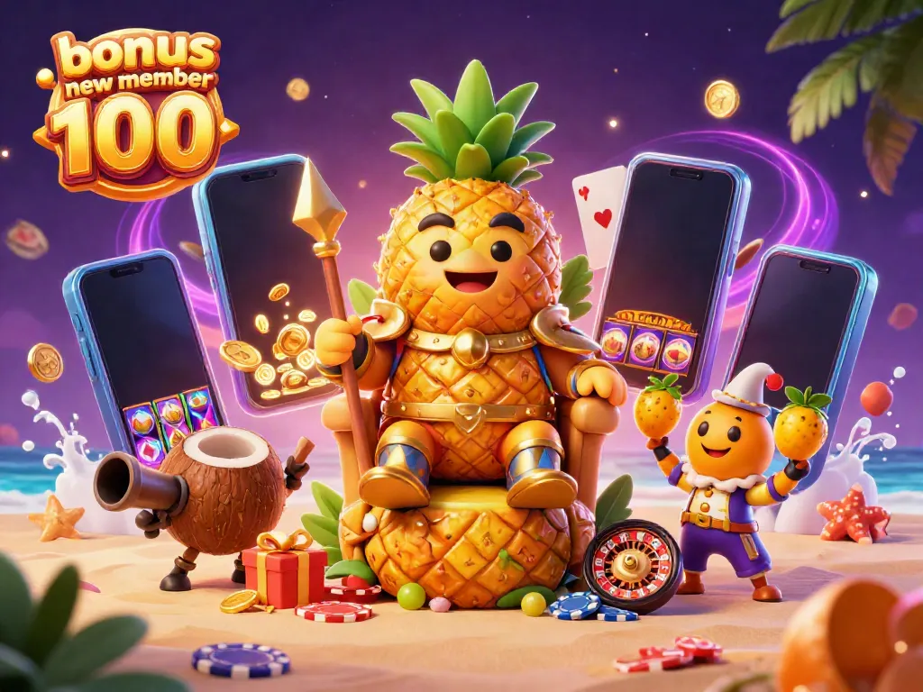 Engage with the vibrant world of online gaming while enjoying bonus new member 100 rewards, featuring colorful slot machines and dynamic casino elements.