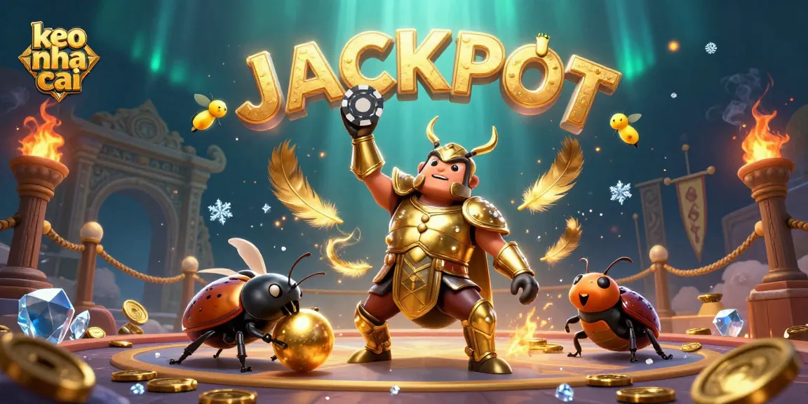Experience keo nha cai with a triumphant beetle champions in a vibrant casino-themed battle scene.