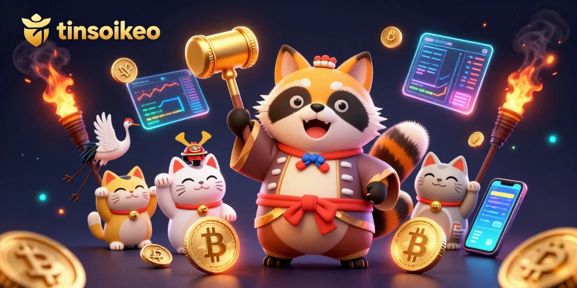 Engage with tinsoikeo's vibrant gambling theme featuring cheerful characters and crypto elements.