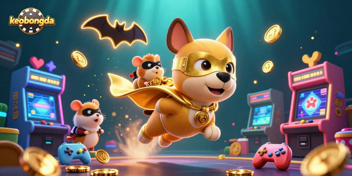 Experience keobongda's thrilling action as the superhero dog and sidekick soar through a vibrant gaming realm.