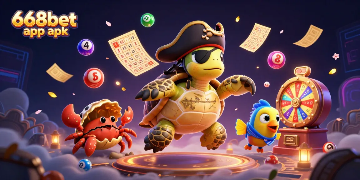 Play and win at 668bet app apk with a vibrant 3D illustration of gaming excitement.