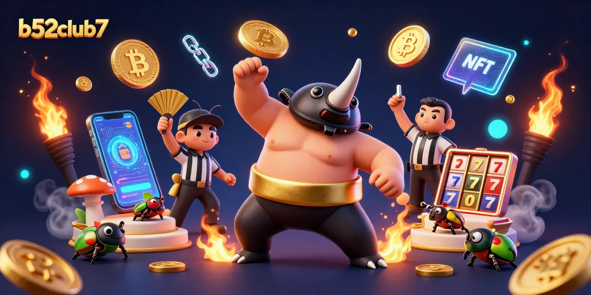 Experience thrilling gameplay at b52club7 with an action-packed illustration featuring vibrant casino elements.