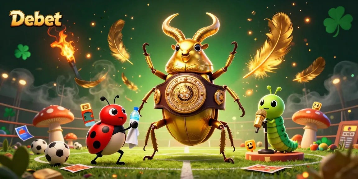 Bet on sports with Debet's dynamic betting scene featuring vibrant characters and energetic atmosphere