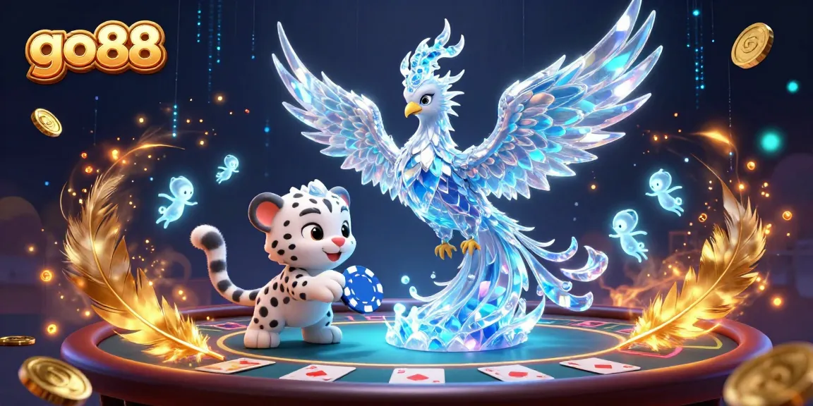 Experience excitement at go88 with a vibrant online casino scene featuring dynamic characters and dazzling casino elements.