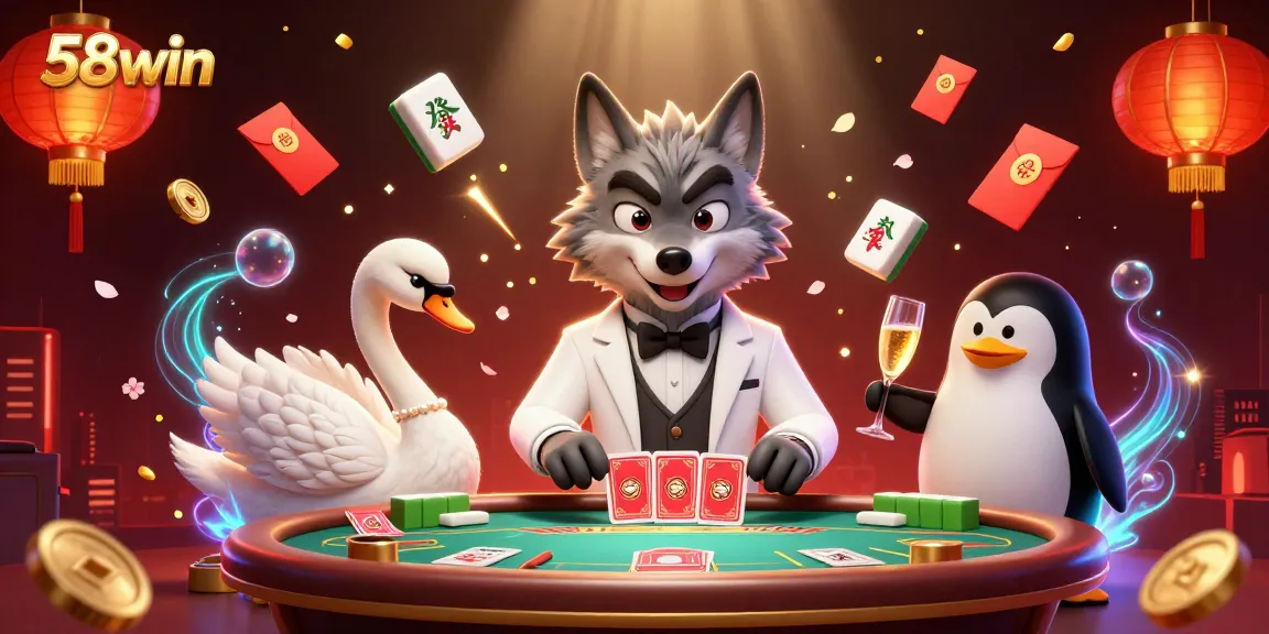 Engage in high-stakes baccarat with 58win's glamorous characters and vibrant casino elements.