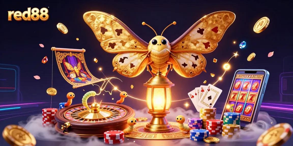 red88 immerses players in a vibrant casino atmosphere with golden symbols and rich details.