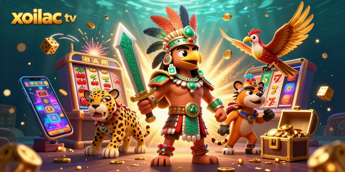 Experience excitement with xoilac tv featuring Aztec warriors and vibrant casino elements.
