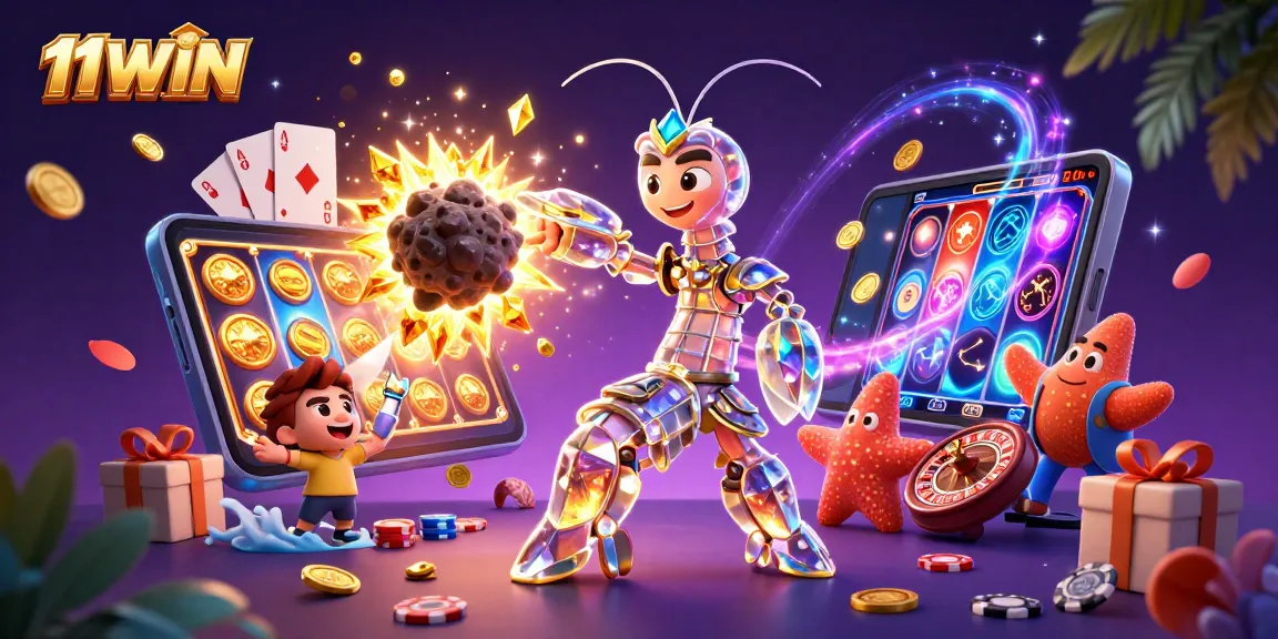 Engage with 11WIN slot games as a galactic samurai shrimp unleashes gems and treasures.