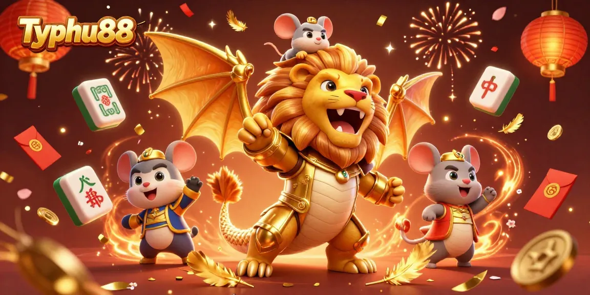 Experience thrilling wins with Typhu88's captivating 3D chimeras and festive casino elements.