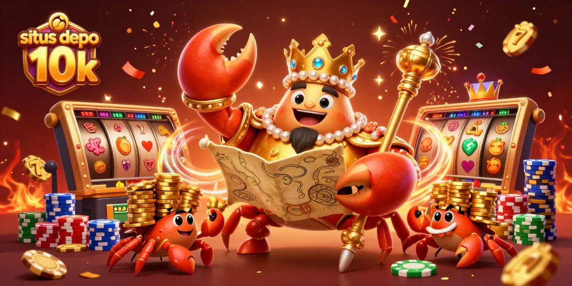 Spin and win at situs depo 10k with exciting slot reels and colorful chips in a dynamic casino scene.